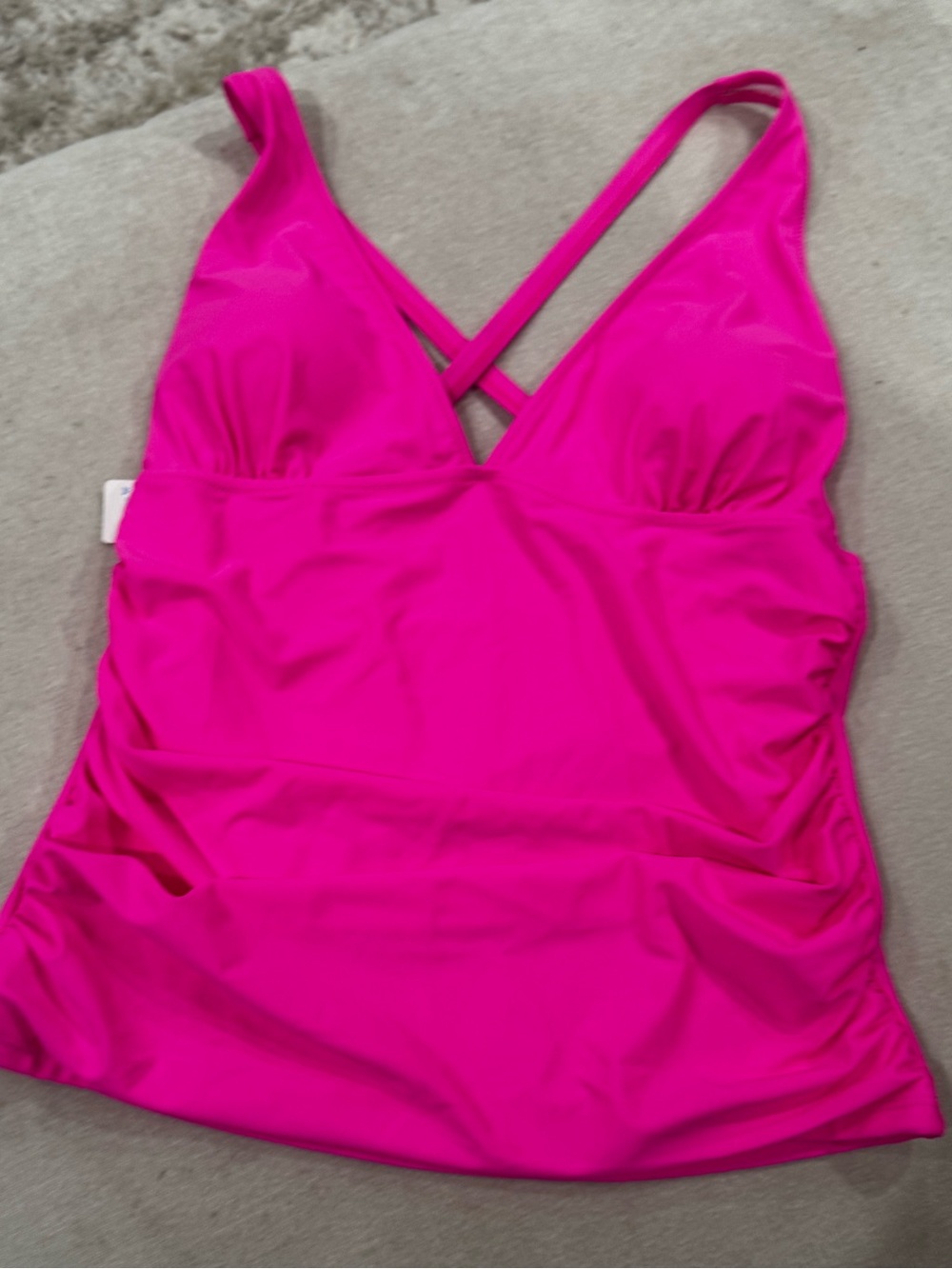 Beachsissi New Bright Pink V‑Neck Swim Tank with Cross Back Straps Size XL